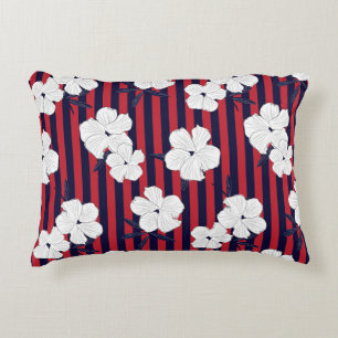 Red and blue Floral botanical seamless pattern wit Decorative Cushion