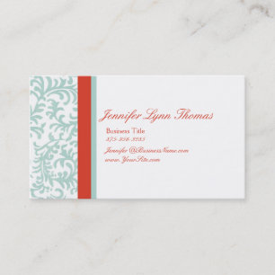 Red and Blue Floral Damask Seating Card