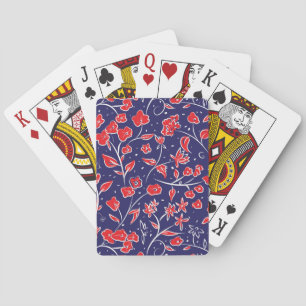Red and Blue Floral Pattern Playing Cards