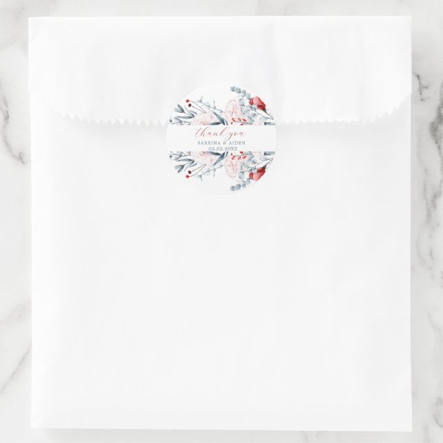 Red And Blue Flower Floral Wedding  Classic Round Sticker (Bag)