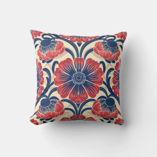 Red and Blue Flower Pattern Cushion