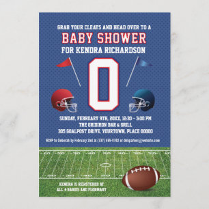 Red and Blue Football Baby Shower Invitation