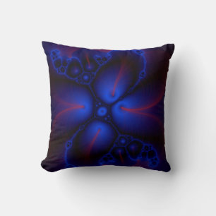 red and blue fractal art pillow