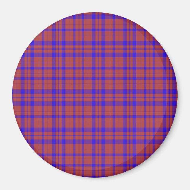 Red and Blue Geometric Plaid Magnet (Front)