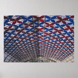 Red and blue glass ceiling poster