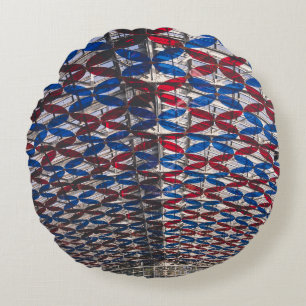 Red and blue glass ceiling round cushion