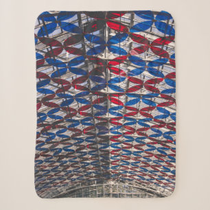Red and blue glass ceiling sherpa blanket