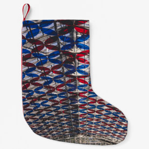 Red and blue glass ceiling small christmas stocking