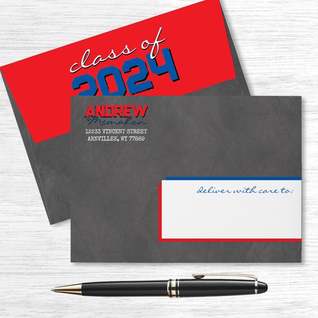 Red and Blue Graduation Chalkboard Envelopes (Creator Uploaded)
