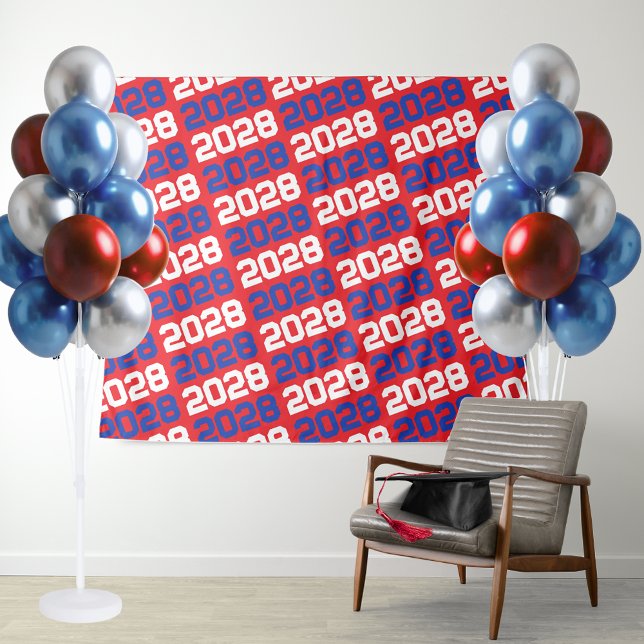 Red and Blue Graduation Class Year Backdrop Tapestry (Red and Blue Repeating Class Year Background. Great for photo booths, display tables & more!)