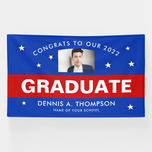 Red and Blue Graduation Custo Banner (Horizontal)