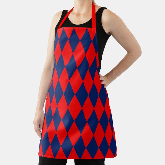 Red and Blue Harlequin Checkered Design  Apron (Creator Uploaded)