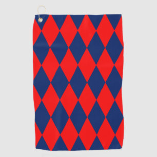 Red and Blue Harlequin Checkered Design  Golf Towel