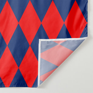 Red and Blue Harlequin Chequered Design  Fabric