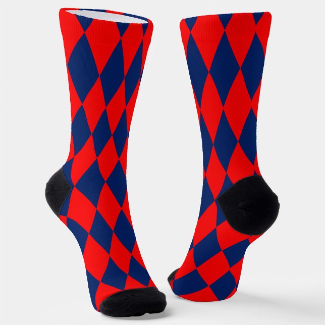 Red and Blue Harlequin Chequered Design  Socks (Creator Uploaded)