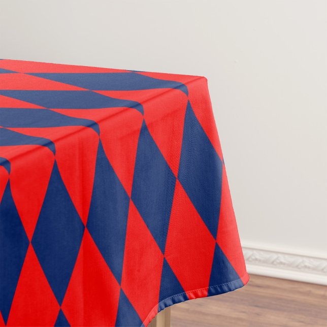 Red and Blue Harlequin Chequered Design  Tablecloth (Creator Uploaded)