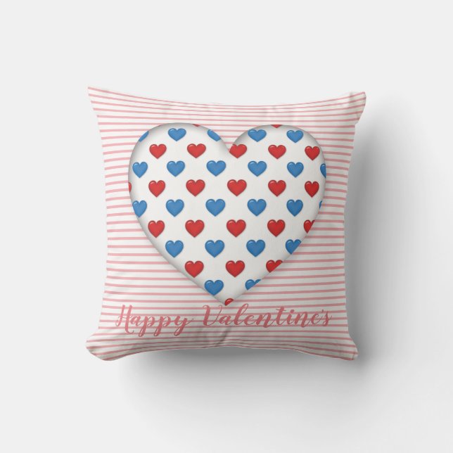 Red and Blue Heart Cushion (Front)