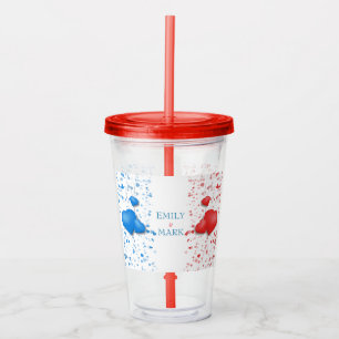 Red And Blue Hearts Acrylic Tumbler