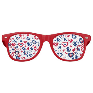 Red and Blue Hearts  Retro Sunglasses