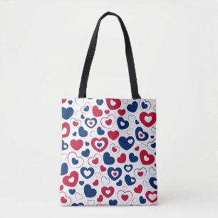 Red and Blue Hearts Tote Bag