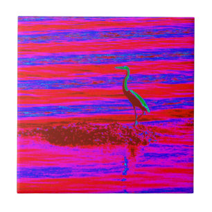 red and blue heron tile