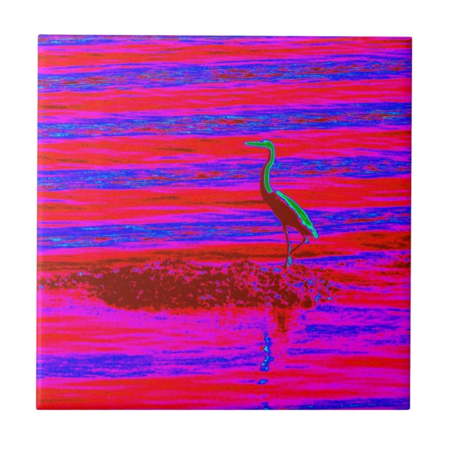 red and blue heron tile (Front)