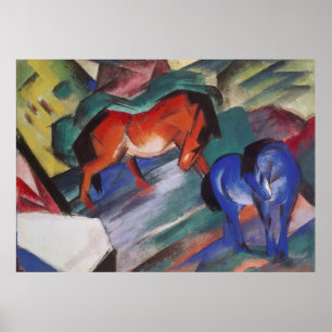  Red and Blue Horses  Poster