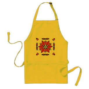 Red and Blue Hungarian folk art flower motif Standard Apron