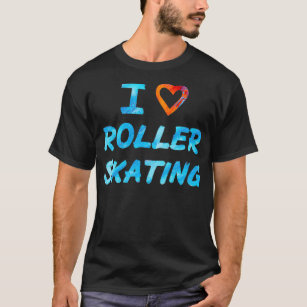 Red and Blue I Love Roller Skating T-Shirt