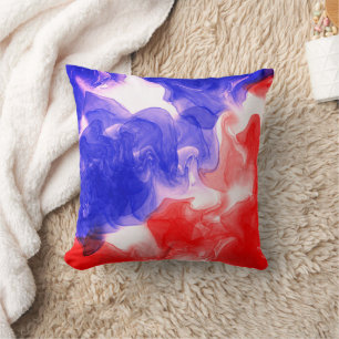 Red and Blue Ink Wave Cushion