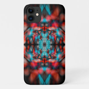 Red and blue kaleidoscope pattern iPhone 11 case