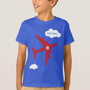 Red and blue kid's aeroplane birthday party T-Shirt
