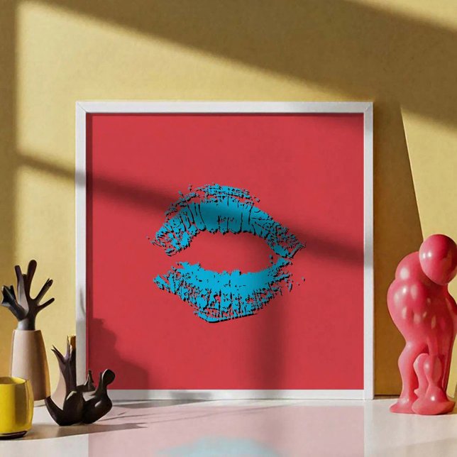 Red and Blue Kissing Lips Poster (Creator Uploaded)