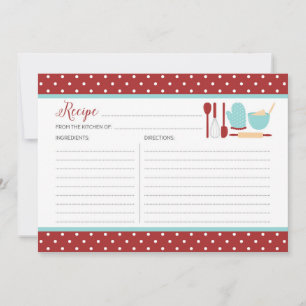 Red and Blue Kitchen Recipe Card