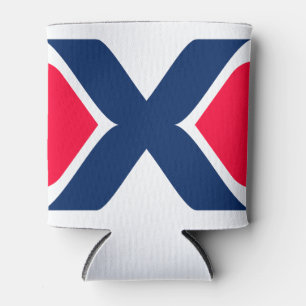 Red and blue Letter X Monogram Can Cooler