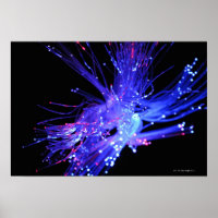 Red and blue light from fibre optic