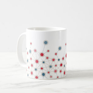 Red and blue lines and dots  coffee mug