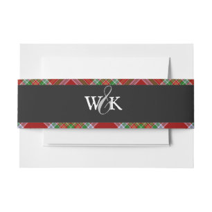 Red and Blue MacBain Clan Tartan Band Invitation Belly Band