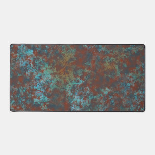 Red and Blue marble abstract Desk Mat