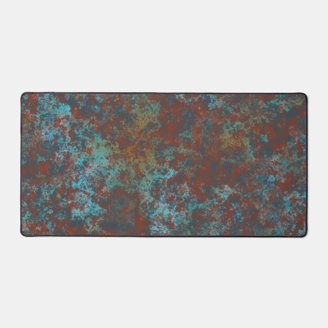 Red and Blue marble abstract Desk Mat (Front)