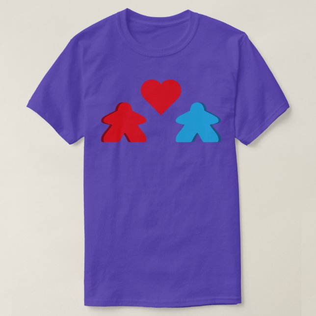 Red And Blue Meeple Couple Board Game Valentines D T-Shirt (Design Front)