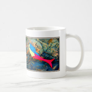 red and blue mermaid coffee mug