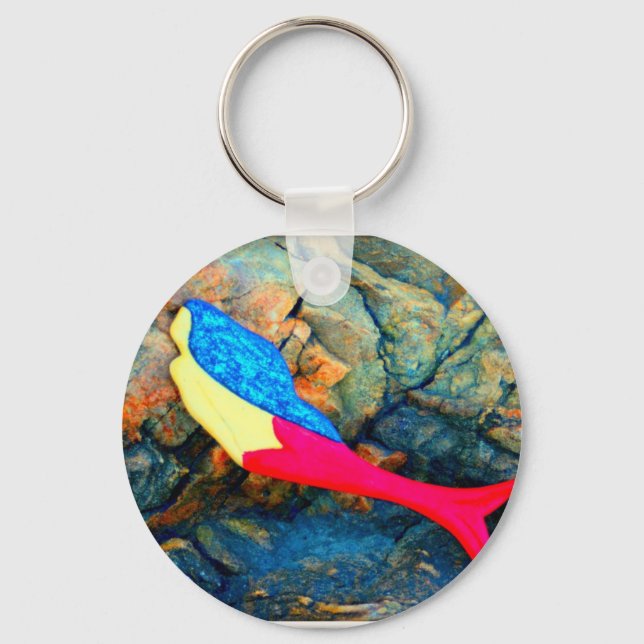 red and blue mermaid key ring (Front)
