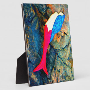 red and blue mermaid plaque
