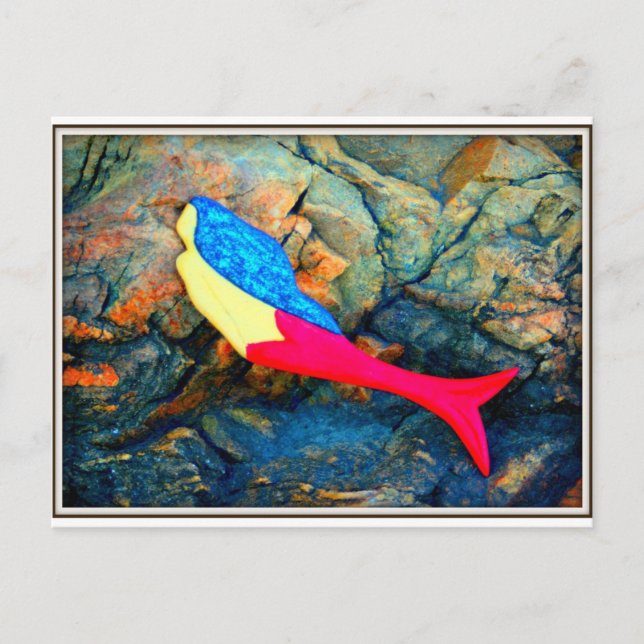 red and blue mermaid postcard (Front)