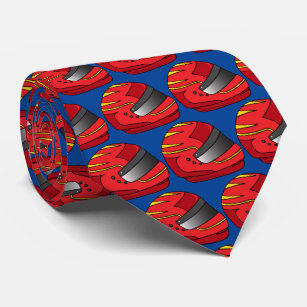 Red and Blue Motorbike Motorcyclist Patterned Tie