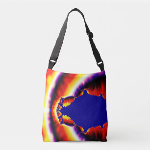 Red and Blue Multi-coloured Fractal Crossbody Bag