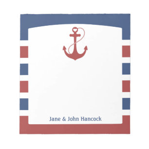 Red and Blue Nautical Anchor Notepad