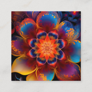Red and Blue New Age Lotus design Square Business Card