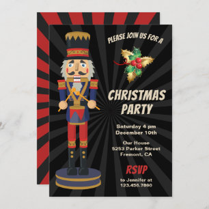 Red and Blue Nutcracker Holiday Christmas Party Invitation